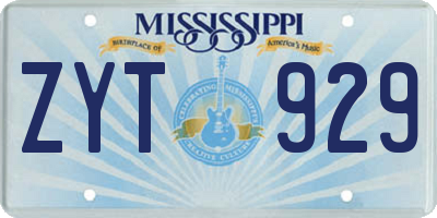 MS license plate ZYT929