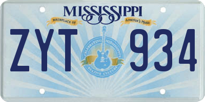 MS license plate ZYT934