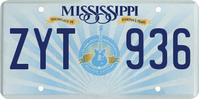 MS license plate ZYT936