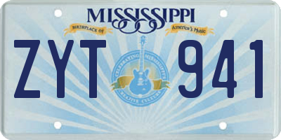 MS license plate ZYT941