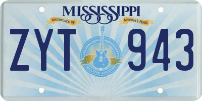 MS license plate ZYT943