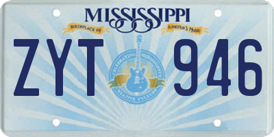 MS license plate ZYT946