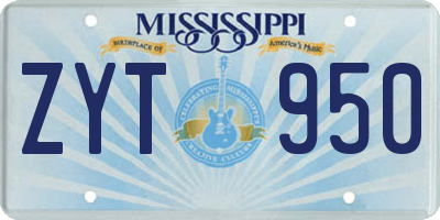 MS license plate ZYT950