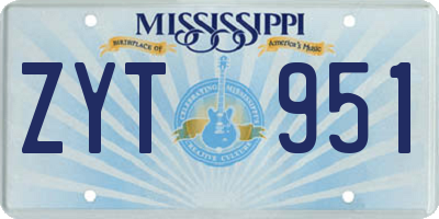 MS license plate ZYT951