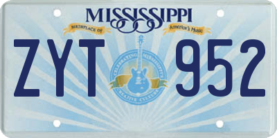 MS license plate ZYT952