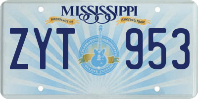 MS license plate ZYT953