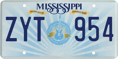 MS license plate ZYT954