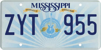 MS license plate ZYT955