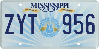MS license plate ZYT956