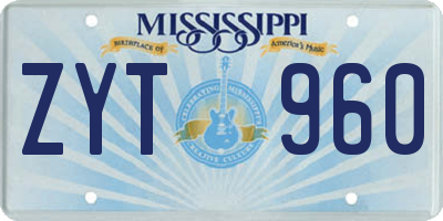 MS license plate ZYT960