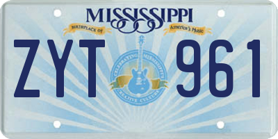 MS license plate ZYT961