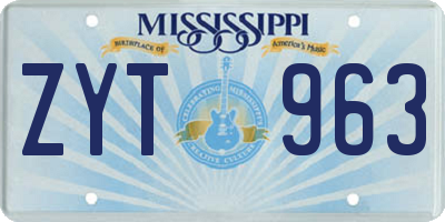 MS license plate ZYT963