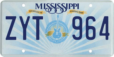 MS license plate ZYT964