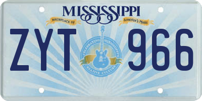 MS license plate ZYT966