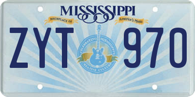 MS license plate ZYT970