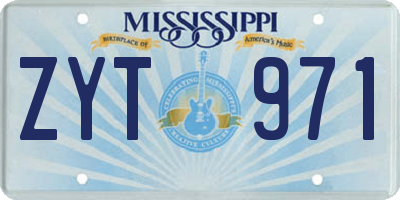 MS license plate ZYT971