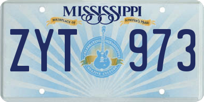 MS license plate ZYT973