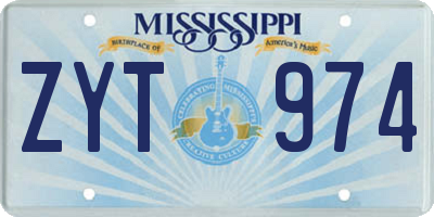 MS license plate ZYT974