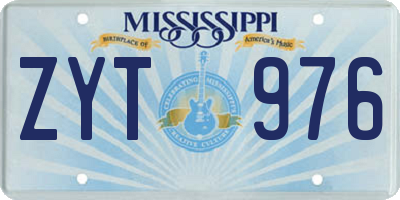 MS license plate ZYT976