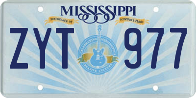 MS license plate ZYT977