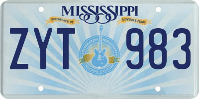MS license plate ZYT983