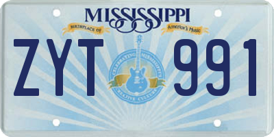 MS license plate ZYT991