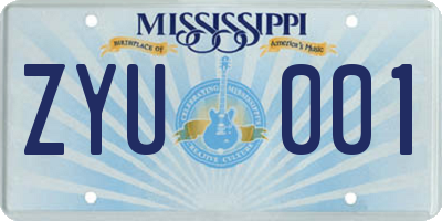 MS license plate ZYU001
