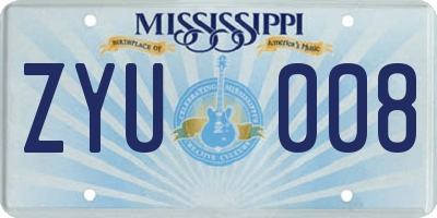 MS license plate ZYU008