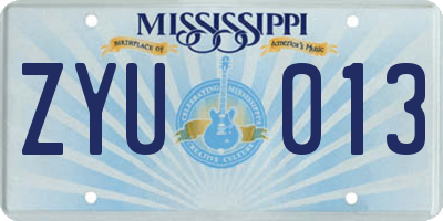 MS license plate ZYU013