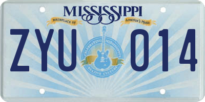 MS license plate ZYU014