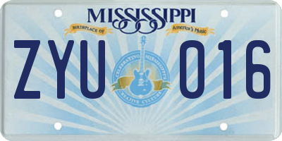 MS license plate ZYU016