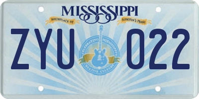 MS license plate ZYU022
