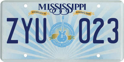 MS license plate ZYU023