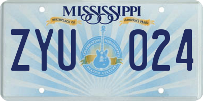 MS license plate ZYU024