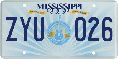MS license plate ZYU026
