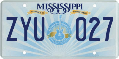 MS license plate ZYU027