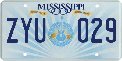 MS license plate ZYU029
