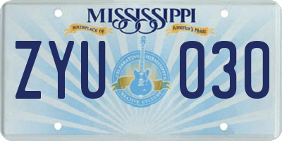 MS license plate ZYU030