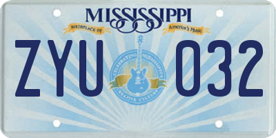 MS license plate ZYU032