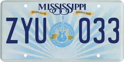 MS license plate ZYU033