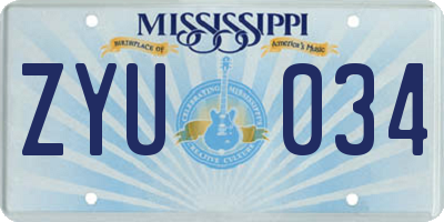 MS license plate ZYU034