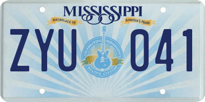 MS license plate ZYU041