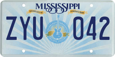 MS license plate ZYU042
