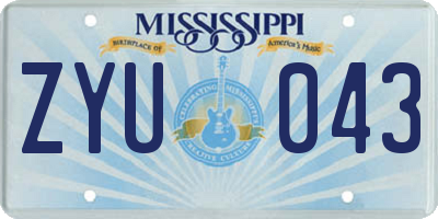 MS license plate ZYU043