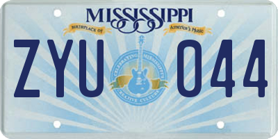 MS license plate ZYU044