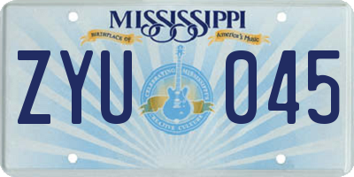 MS license plate ZYU045