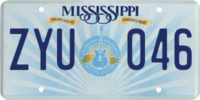 MS license plate ZYU046