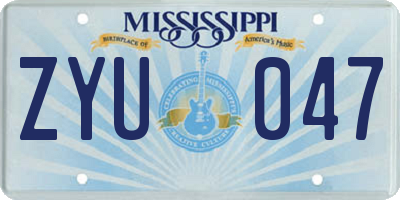 MS license plate ZYU047