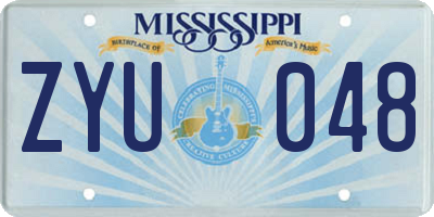 MS license plate ZYU048