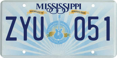 MS license plate ZYU051